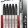 Outlet 👍 Sharpie Permanent Markers With Stainless Steel Marker Case, Fine Point, Black, Set Of 6 🤩 -School Smart - shop 2090627 A ecommfullsize