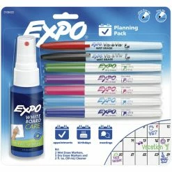 Budget ❤️ EXPO Markers Planning Pack, Dry And Wet Erase Markers, Whiteboard Cleaner 2 Fl. Oz, 8 Piece Set 💯
