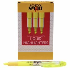 New 😀 School Smart Liquid Pen Style Highlighters, Chisel Tips, Yellow, Pack Of 12 🧨
