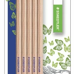 Promo 🧨 Staedtler Round Barrel HB2 Unpainted Woodcased Pencil, Pack Of 10 Plus 1 Bonus Eraser ✨